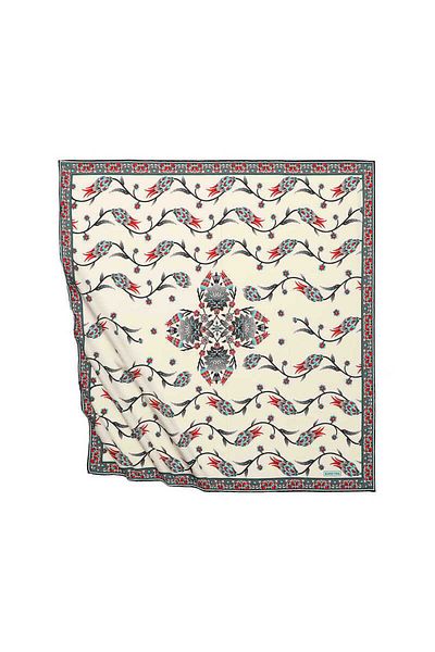 Bursa İpek Gray Sequence Tulip Pattern Silky Scarf