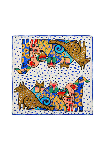 Bursa İpek Μεταξένιο μαντήλι Saks με σχέδιο σολομού