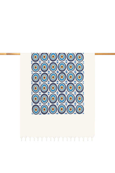 Bursa İpek Πεστεμάλ με μοτίβο μεγάλου κακού ματιού με τυρκουάζ χρυσό