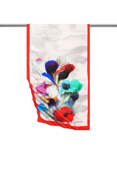 Bursa İpek Red Ferret Pattern Silky Scarf