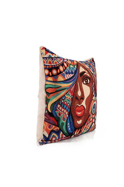 Bursa İpek Red Afro Pattern Tapestry Throw Pillow