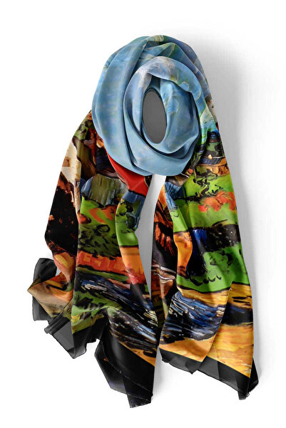 Bursa İpek Silk Scarf - Tan Home Pattern