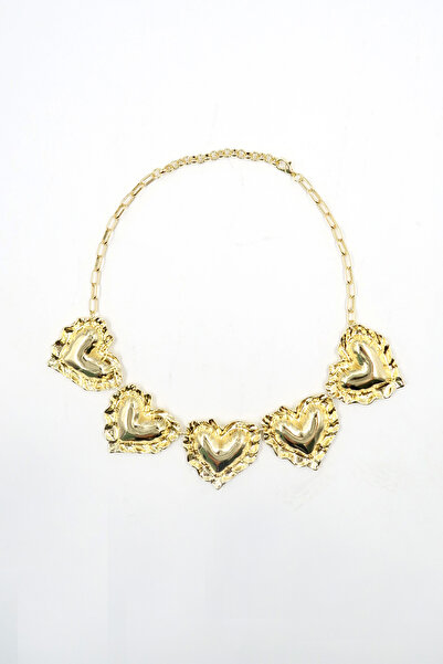VAGGON Women's Gold 3D Heart Choker Necklace Prmx13814