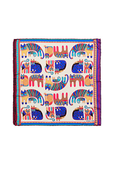 Bursa İpek Mürdüm Mint Desenli İpeksi Mendil