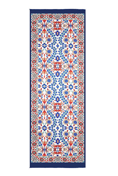 Bursa İpek Синій Екрю Сельчук Візерунковий Шовковий Шарф