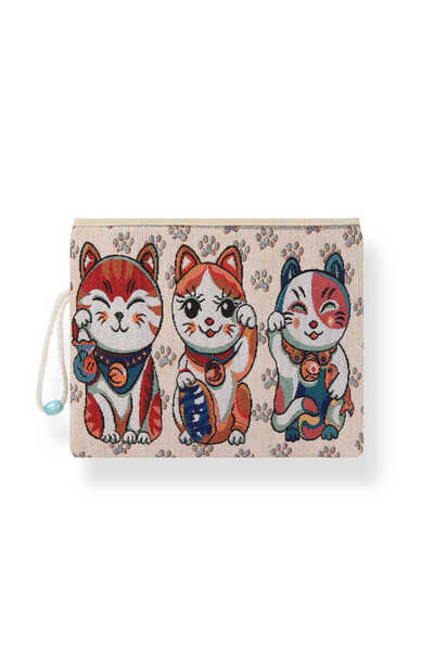 Bursa İpek حقيبة يد منقوشة على شكل قطة