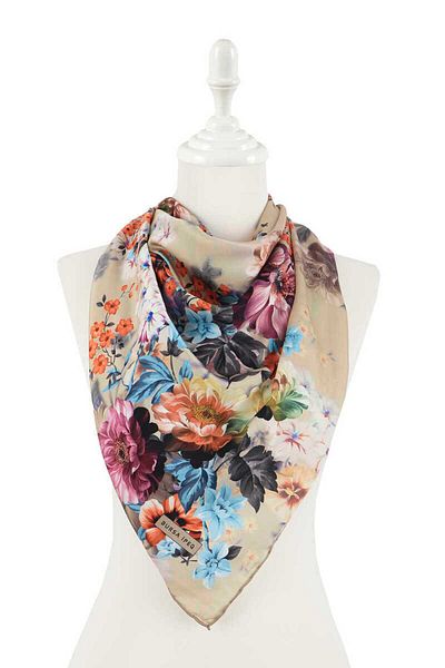 Bursa İpek Yellow Fulya Pattern Silky Scarf