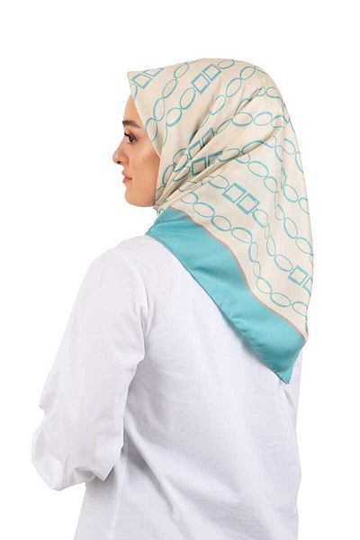 Bursa İpek Mint Chain Pattern Twill Silk Scarf
