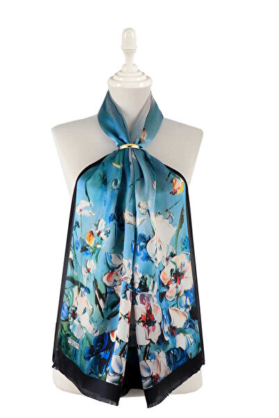 Bursa İpek Ανέμον Με σχέδιο Ναυτικό Μπλε Μετάξι Φουλάρι