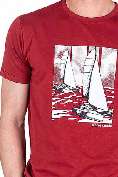 Pierre Cardin 6039 Men's Short Sleeve Pajama Set with Shorts-Burgundy
