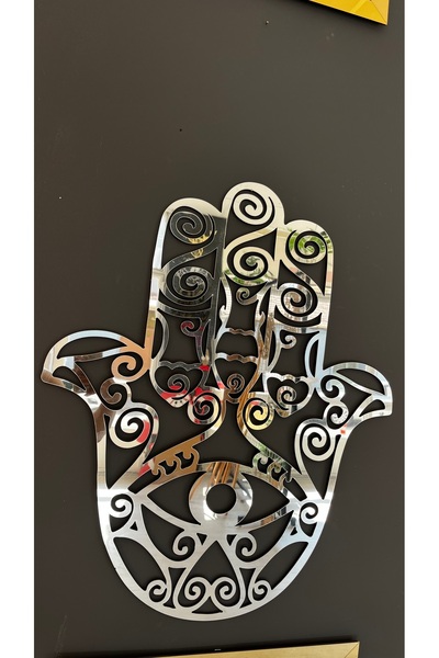 Numa Concept Hamsa Fatma Mother's Hand Mdf with Mirror Silver Plexiglass 60X50 cm
