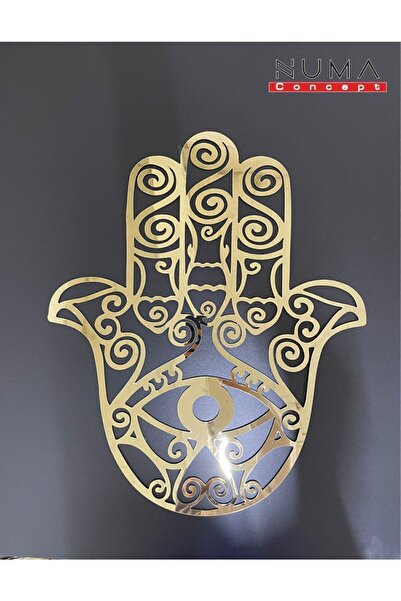 Numa Concept Hamsa Fatma Ana Eli Mdf Üzeri Gold Pleksi Duvar Dekorasyon Lazer Kesim 60x50 Cm
