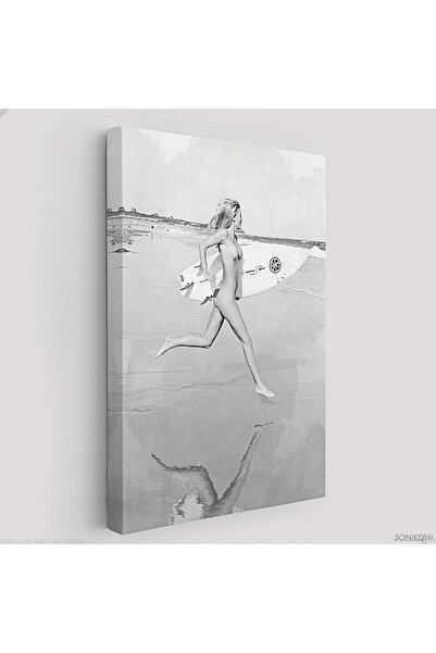 SONİKON LİNE Kanvas Tablo, Duvar Dekoru, Sörfçü Çıplak Kadın, Dekoratif, 5240