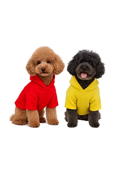 Buddy Store أصفر أحمر حزمة مزدوجة هوديي القط الكلب الزي الملابس الملابس البلوز هوديي