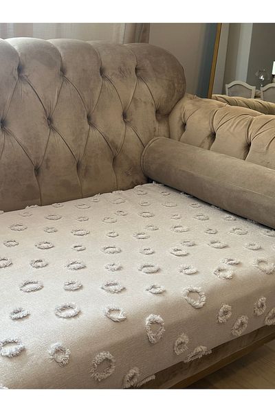 lusso stile Pompom Seat Cover Silver Gray 100X240