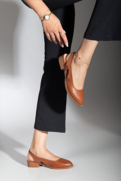 MaskButik Tan Short Heeled Pore Skin Shoes