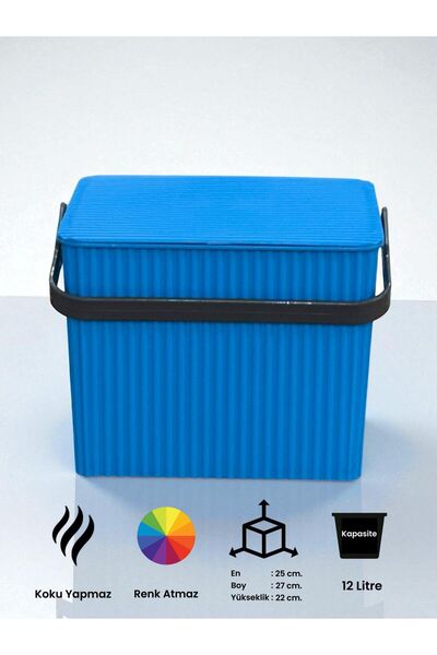 SANALTİCARETİM Rainbow Mavi Kare Kova Piknik Sepeti Meyve Kovası