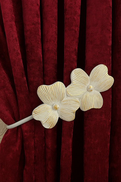 Helezoni Curtain Accessory Polyester Sleeve Curtain Holder Flower Model Premium Curtain Iron 1 Piece