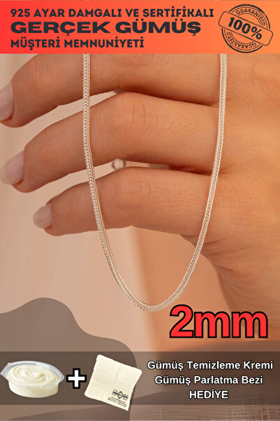 OSMANLI GÜMÜŞ Kadın Gümüş Kolye - 2mm Beyaz Tilki Kuyruğu Zincir Gümüş Kadın ...