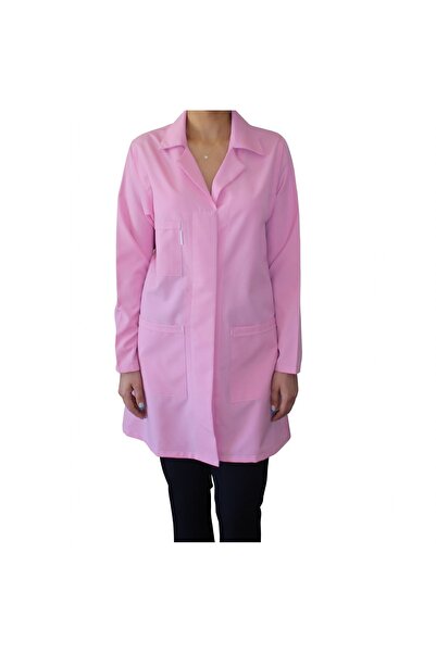 Çağrı İş Elbiseleri Önlük Gizli Düğmeli Pembe Renk