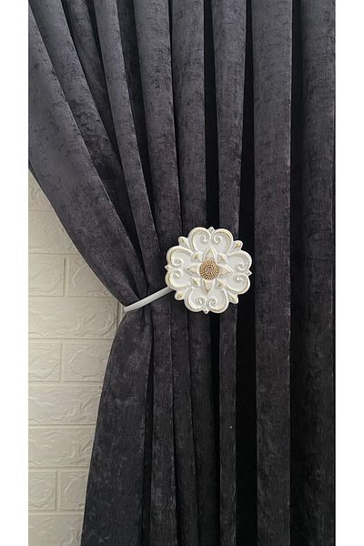 Helezoni Curtain Accessory Polyester Sleeve Curtain Holder Flower Model Premium Curtain Iron 1 Piece