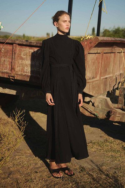 Hooopstore Black Linen Casablanca Dress