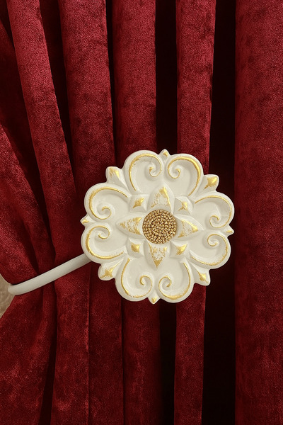 Helezoni Curtain Accessory Polyester Sleeve Curtain Holder Flower Model Premium Curtain Iron 1 Piece