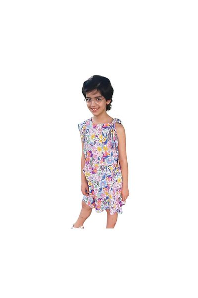 Çikoby Girl's Dress Floral Printed Flounce Woven