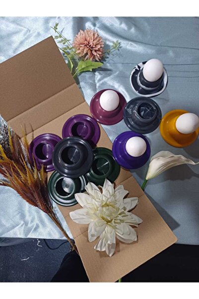 BUTAMY مجموعة حامل بيض مسلوق ملونة مكونة من 5 قطع باللون الأرجواني