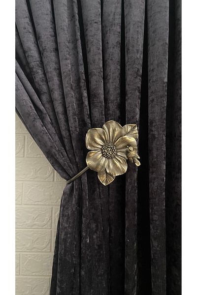 Helezoni Curtain Accessory Polyester Sleeve Curtain Holder Flower Model Premium Curtain Iron 1 Piece