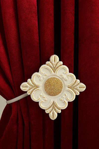 Helezoni Curtain Accessory Polyester Sleeve Curtain Holder Flower Model Premium Curtain Iron 1 Piece