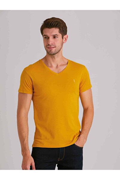 Dufy Hardal Erkek Slim Fit V Yaka T-shirt - 36427