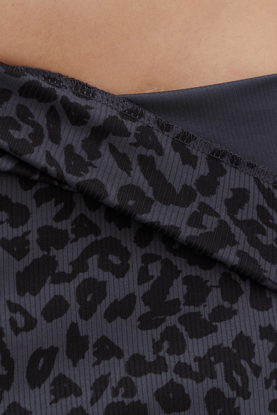 Moije High Waist Anthracite Leopard Patterned Mini Skirt