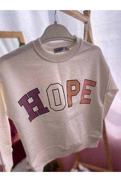 Cmk Kids Girl's White Hope Printed Sweatshirt - Long Sleeve Crew Neck