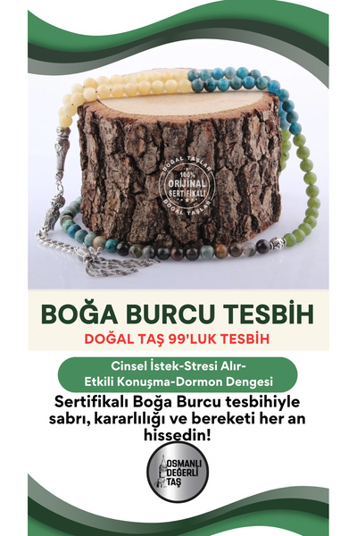 OSMANLI DEĞERLİ TAŞ 99 Certified Taurus Rosary - T095