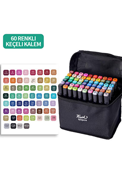 MAVIGOK 60 Renkli Çift Uçlu Kalın/İnce Uçlu Keçeli Marker Seti - Profesyonel Çizim ve Boyama