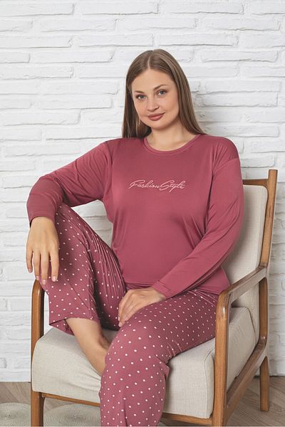 Asel Plus Size Bamboo Ultrasoft Patterned Pajamas Set