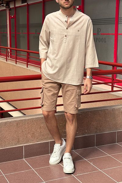 inpool Men's Lace-Up Cargo Pocket Shorts