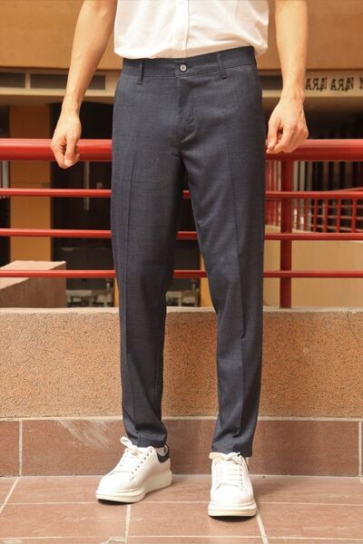 inpool Чоловічі штани A.laci в клітинку, slim-fit, з полівіскону