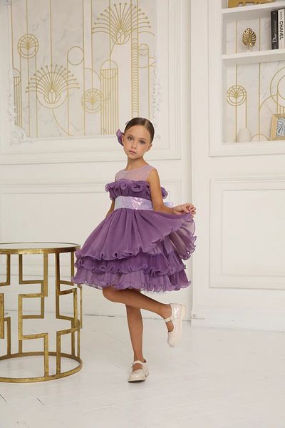 By Feyza Kids Collection Girls' Short Sequined Evening Dress Dress Layered Tulle Buckle Gift Special Occasion Birthday 3 Colors 3-12 Ages