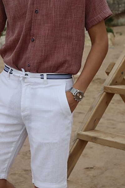 inpool Erkek Bel Bağcıklı, Pamuk-keten Şort