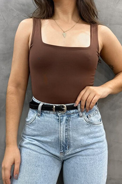 thesunfyre ΓΥΝΑΙΚΕΙΟ Φορμάκι από ύφασμα πολυαμιδίου με τετράγωνο λαιμόκοψη και χοντρό λουράκι