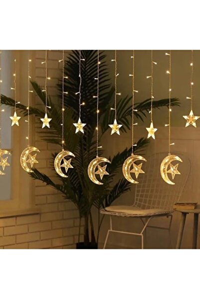 divendi-ro Instalație de Crăciun, Cortină luminoasă cu 6 semilune și stele, L...