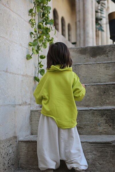 Catz Kids Cream Combed Cotton Shalwar + Green Neon Asymmetrical Sweat + Neck Collar