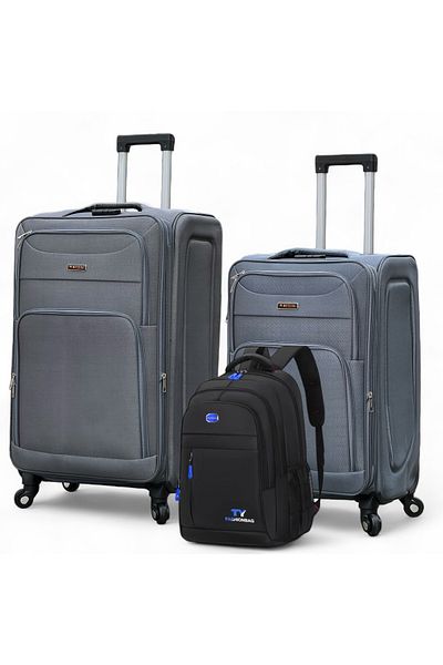 ZAAPPY Soft Material 20 Inch(7-10kg) & 24 Inch(20-25kg) Luggage - Stylish Backpack Combo Grey