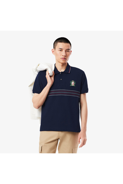Lacoste قميص بولو كلاسيكي بتطريز درع مقاس L.12.12 - PH0037-00-166