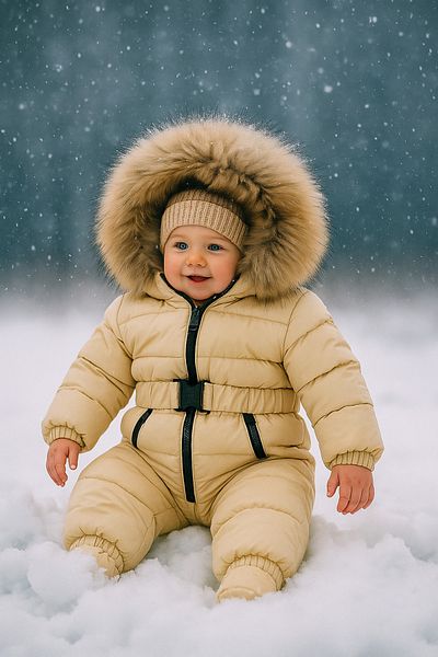 HÇ Hülya Çelik KİDSWEAR 2018 Baby Astronaut Jumpsuit Fur Hooded Yellow Jumpsuit