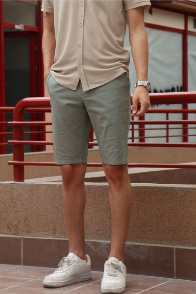 inpool Men's Embroidery Detail Khaki Shorts