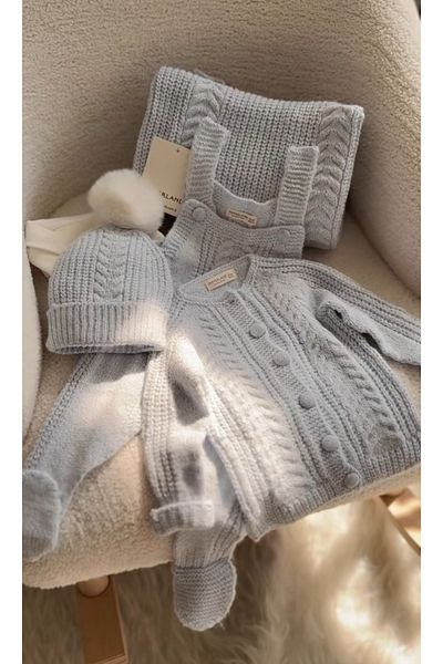 Nipperland 100% Organic Cotton 0-3 Months Salopetli Knitwear 5 Piece Set Newborn Hospital Release