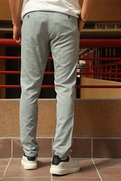 inpool Чоловічі бавовняні штани з детальною обробкою на поясі, шнурівкою та гумкою.